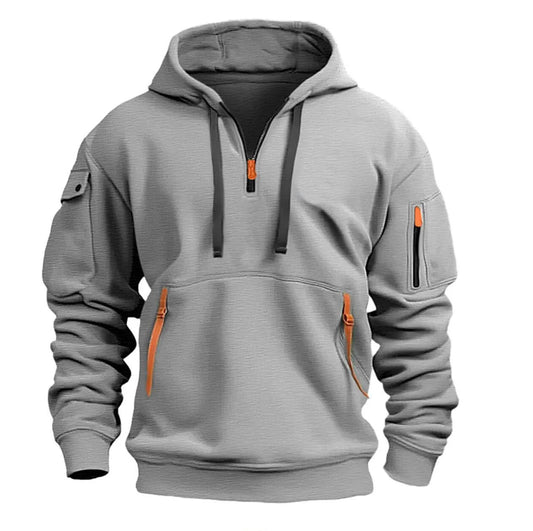 New Multi Pocket Zipper Fleece Hooded Casual Shirt for Men and Women Plus Size Loose Pullover Fashion Sweatshirt top