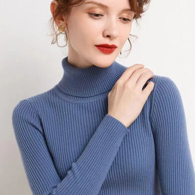 Turtleneck Sweater Women Autumn Winter Tops Korean Slim Women Pullover Jumper Knitted Sweater Pull Femme