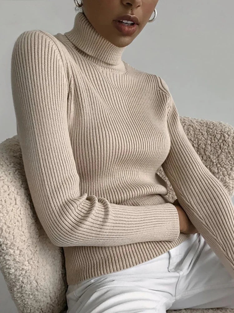 Women Fall Turtleneck Sweater Knitted Soft Pullovers Cashmere Jumpers Basic Soft Sweaters For Women Autumn Winter